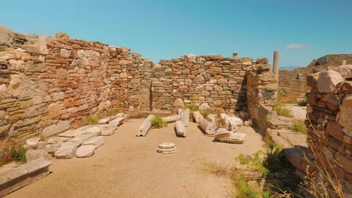 Ruines d'une ancienne maison à Délos, Grèce