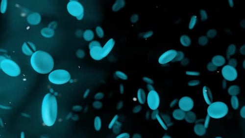Floating Blue Discs on Dark Background