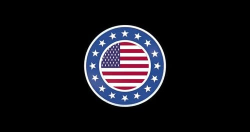 United States Flag 3D Rotating Badge Animation