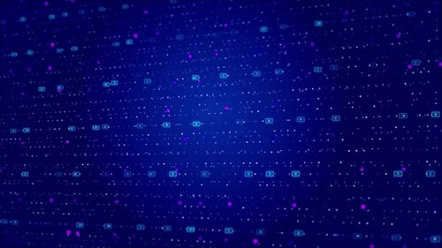 Abstract Digital Data Matrix Simulation Digital Line Grid Technology Futuristic HUD Screen on Blue