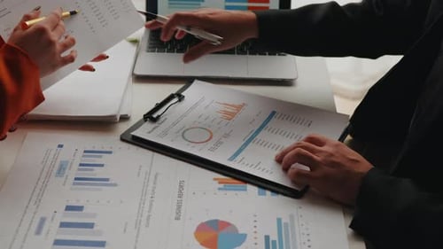 Close up of hands teamwork business group working and brainstorming business financial and marketing