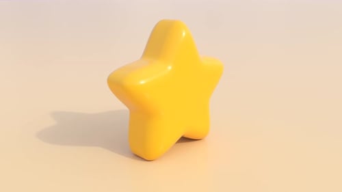 Shiny Yellow 3D Star Rotation Loop