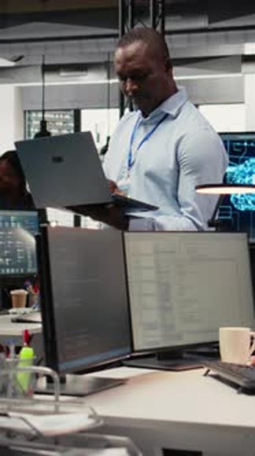 Vertical Video System Administrators Working in AI Startup Training Predictive Models