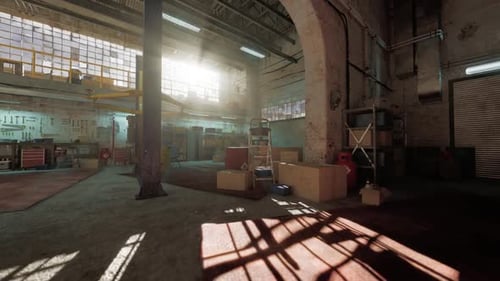 Spacious Warehouse With Windows and Boxes