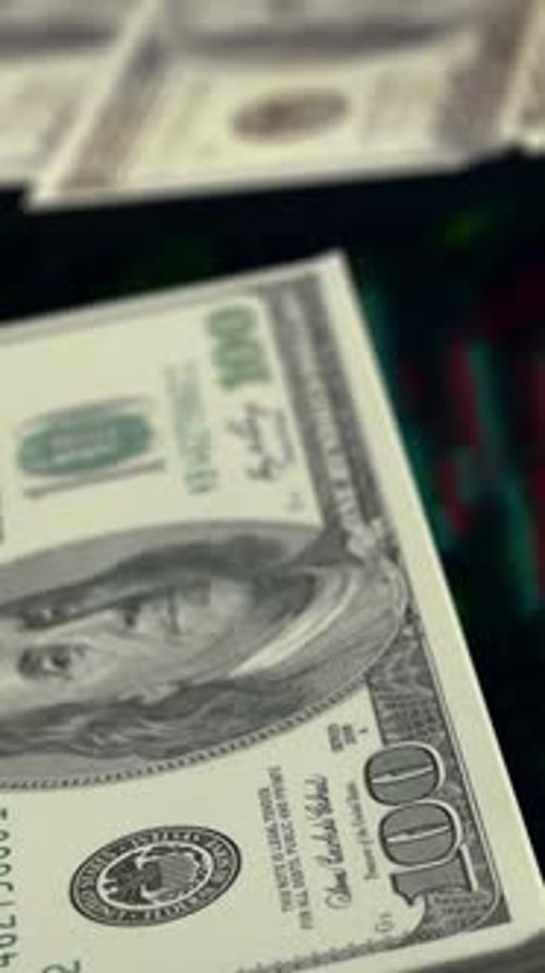 Dollar Bills Macro Close Up Trading Background Vertical