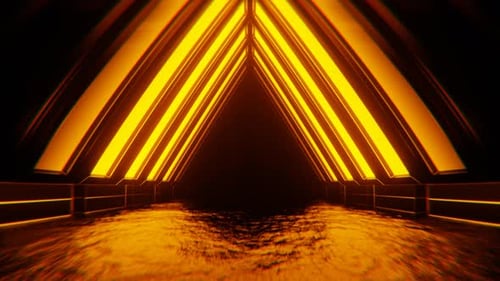Orange And White Neon Moving Triangular Arch Tunnel Background Vj Loop In 4K