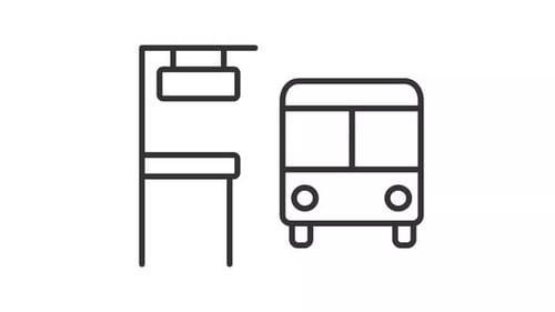 Simple thin line black animation of bus stand icon