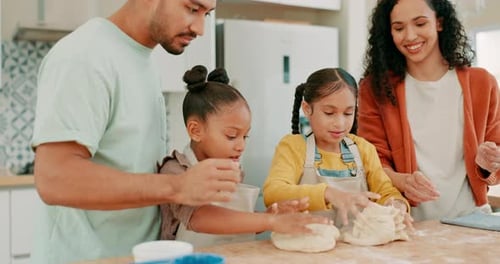 Happy Family Baking Together at Home