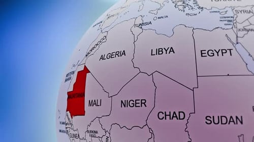 Rotating Earth Globe Approaches Mauritania
