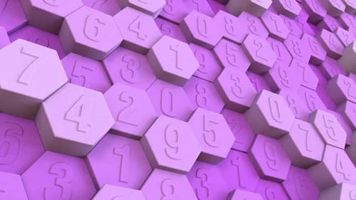 Sechseckiger Mosaik-Hintergrund mit Zufallszahl Hellviolett