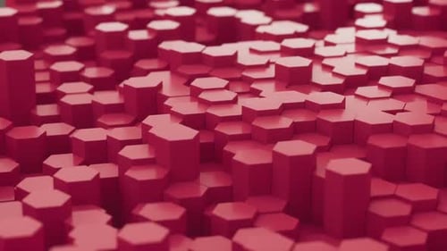 Red Hexagon Grid Pulsating Loop Background