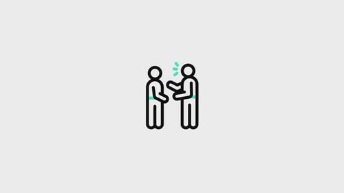 Animated Minimalist Line Icon of People Communicating and Shaking Hands