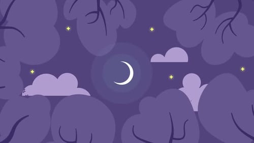 Dark Forest Crescent Moon Sky Loop Background