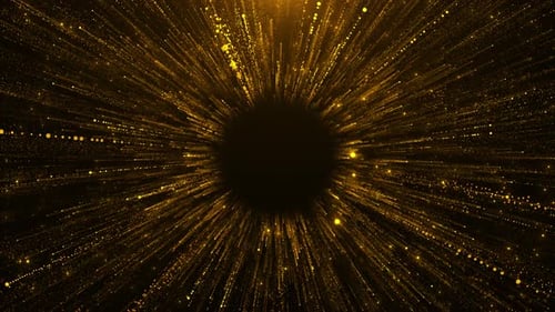 Golden rays explode Burst from Center from dark center, creating stunning dynamic energy effect.