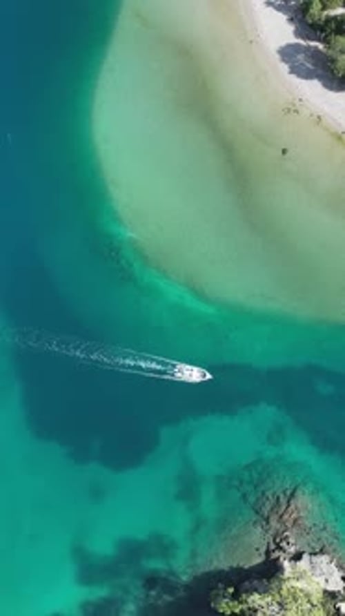 Summer coast seen from overhead drone