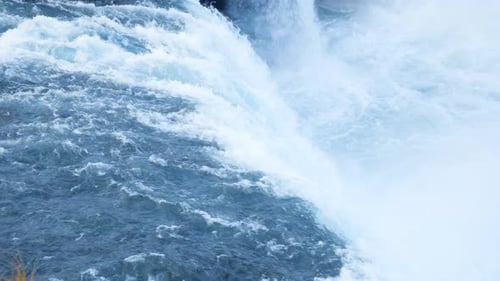 Waterfall In Iceland Water Flowing Through High Cliffs Godafoss Famous Travel Destination