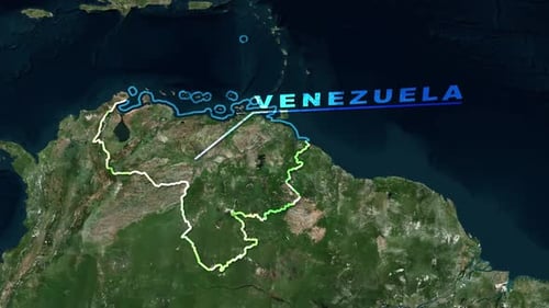 Global Earth Map Zoom In with Country Outline Reveal