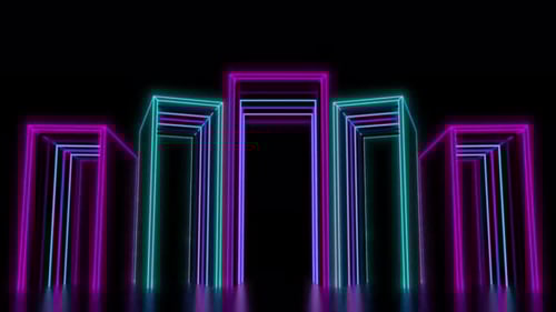 Abstract Neon Tunnels with Glowing Rectangles Loop Background
