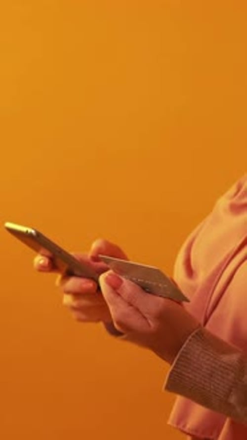 Vertical Online Shopping Mobile Banking Woman