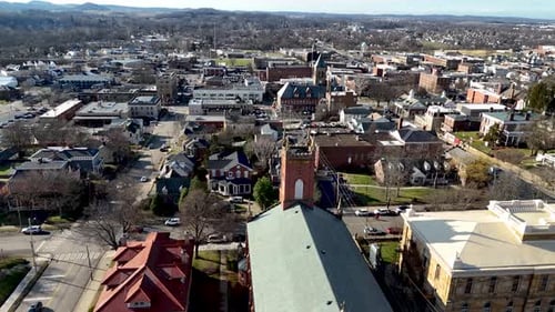 Lancaster Ohio downtown aerial drone