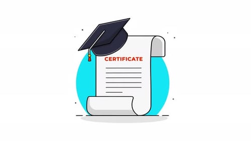 Animated Flat Design Graduation Certificate with Cap