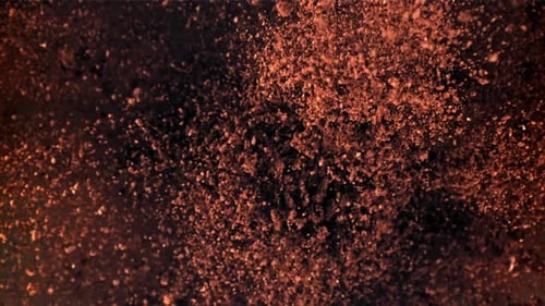Ground Coffee Flies Up and Falls Down Filmed on a Highspeed Camera at 1000 Fps