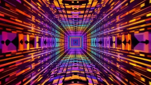 Vibrierender futuristischer quadratischer Neon-Tunnel VJ Loop