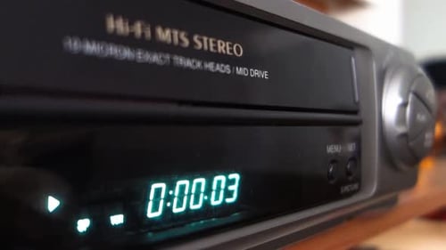 Grabadora de cintas de vídeo, visualización del temporizador de la videograbadora, reproducción e inicio del recuento