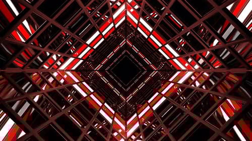 Red And White Screen Square Light Tunnel Background Vj Loop In 4K