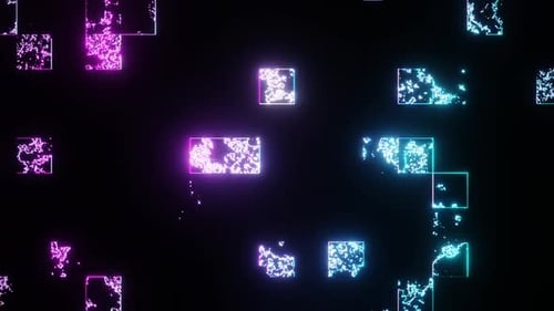 Pink To Cyan Abstract Glow Disappearing Cubes Background Vj Loop In HD