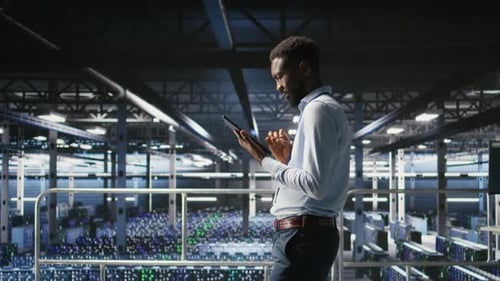 Data Center Engineer Doing Maintenance Tasks on Systems