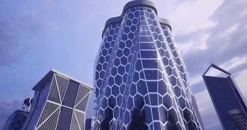 La arquitectura moderna muestra un diseño único en forma de panal en el paisaje urbano
