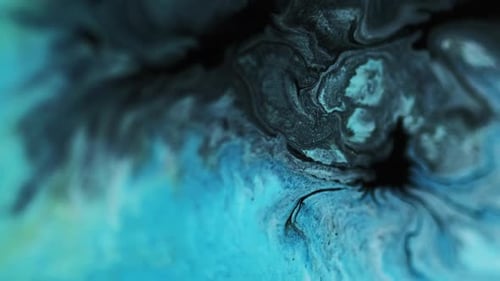 Ink Flow Sparkling Liquid Blue Black Paint Wave