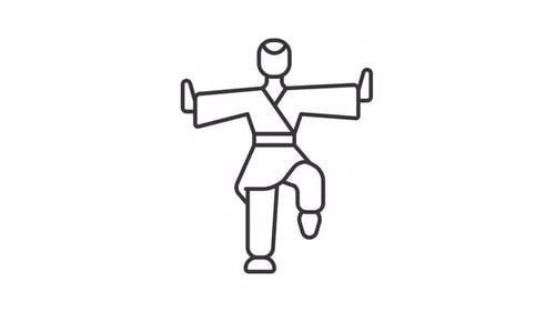 Animated kung fu master line icon