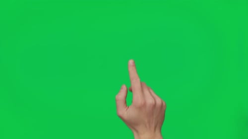 Male Hand Touching Clicking Tapping Sliding and Swiping on Chroma Key Green Screen Background