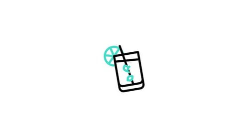 Animated Flat Design Drink Icon with Bubbles