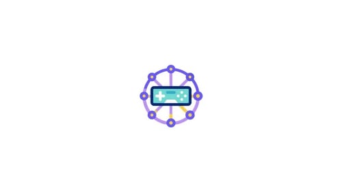 Animated Gaming Controller Network Icon in Flat Design