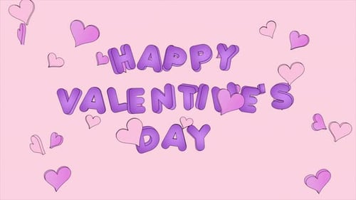 Happy Valentine's Day Text Animation with Floating Hearts