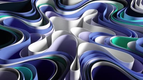 Colorful Paper Stripes Dynamically Weaving Into Undulating Landscape Forming Vibrant Abstract