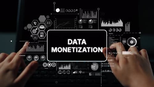 Conceptos innovadores de monetización de datos con gráficos interactivos y visualizaciones analíticas en un modo