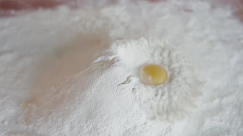 Raw Flour and Egg Ingredient Preparation for Cooking