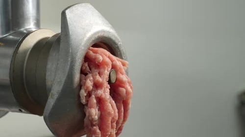 12. The meat comes out of the meat grinder in a chopped state. Home cooking dishes.