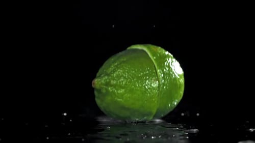 Lime Drop on the Table Filmed on a Highspeed Camera at 1000 Fps