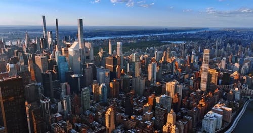 Fantastic view on the cityscape of New York at sunset.