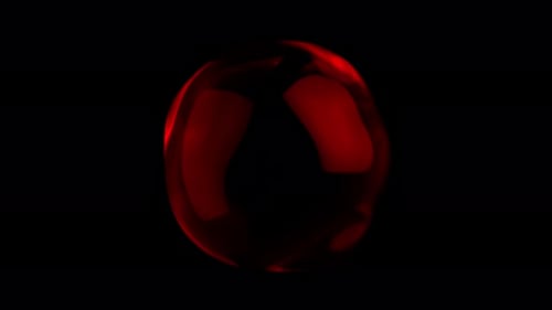 Red sphere morphing and pulsating on black background