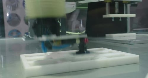 Close up of industrial automation and robotic engineering, in which the robot or mechanical arm bu