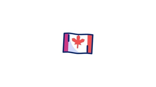 Animated Canada Flag Icon in Sketch Style