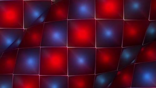 Grille abstraite dynamique avec des lumières rouges et bleues brillantes