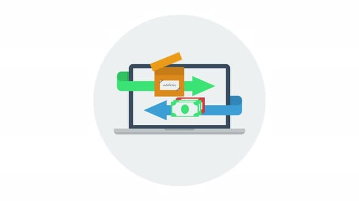 Online Money and Package Delivery Animation on Laptop, Elements Motion ...