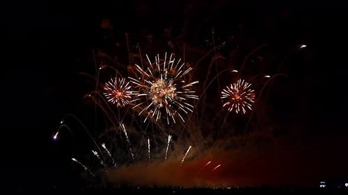 Spectacular Realtime Firework Display Lighting Up the New Year 2025 Eve Sky with Vibrant Colors and